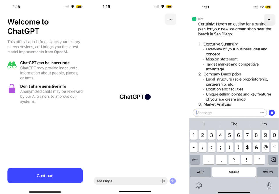 ChatGPT on iOS