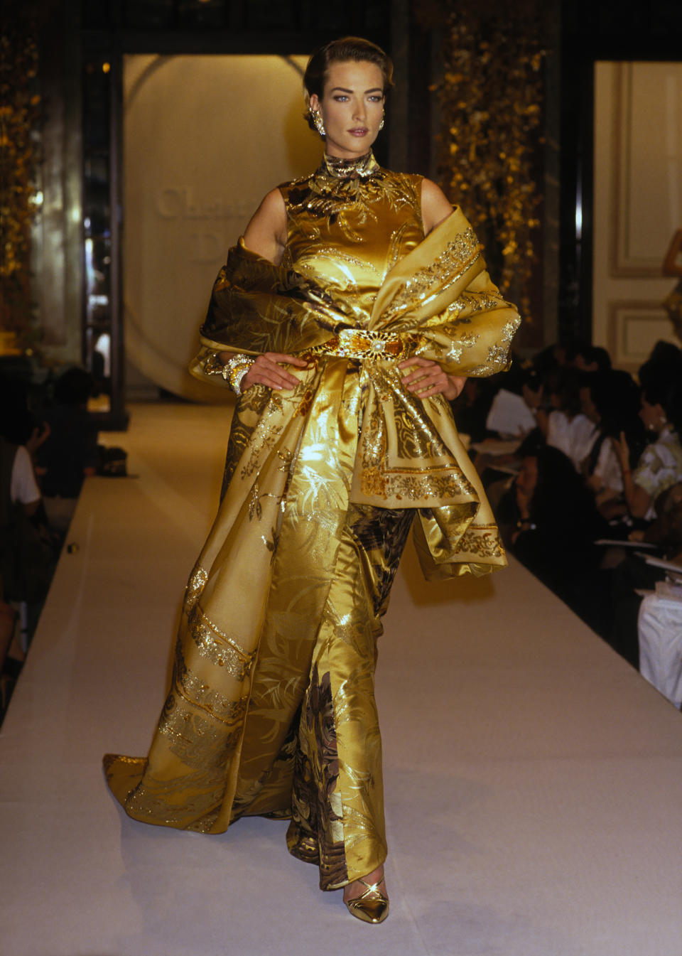 Tatjana Patitz for Haute-couture Christian Dior in 1991 in Paris, France. (Getty Images)