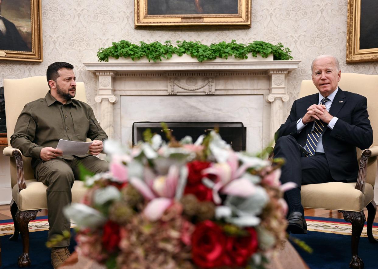 Volodymyr Zelensky et Joe Biden dans le bureau ovale de la Maison Blanche à Washington, aux États-Unis, le 21 septembre 2023.