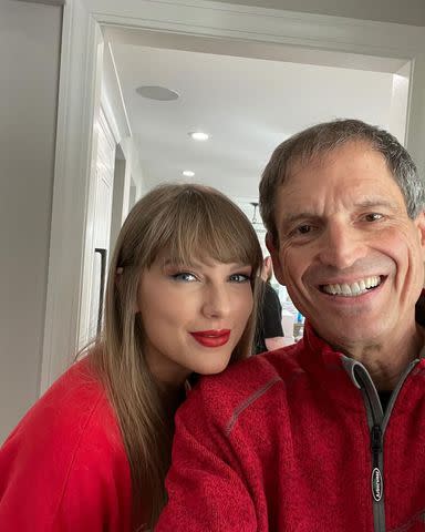 <p>Bernie Kosar/Intsagram</p> Former NFL player Bernie Kosar shares a selfie with Taylor Swift from a Kansas City Chiefs pregame party.