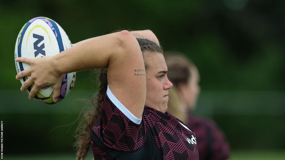 Carys Phillips in training for Wales