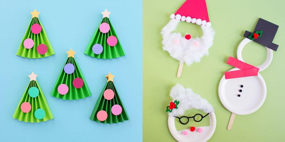 <p>Decorating your house for the holidays with <a href="https://www.goodhousekeeping.com/home/craft-ideas/g2996/trash-to-treasure-christmas-crafts/" rel="nofollow noopener" target="_blank" data-ylk="slk:DIY Christmas crafts" class="link rapid-noclick-resp">DIY Christmas crafts</a> always sounds like a good idea ... until you remember that you still have to juggle your kid's busy schedules, prepare your <a href="https://www.goodhousekeeping.com/holidays/christmas-ideas/g29073023/easy-christmas-dinner-ideas/" rel="nofollow noopener" target="_blank" data-ylk="slk:holiday feast" class="link rapid-noclick-resp">holiday feast</a>, <a href="https://www.goodhousekeeping.com/holidays/gift-ideas/" rel="nofollow noopener" target="_blank" data-ylk="slk:buy presents" class="link rapid-noclick-resp">buy presents</a> and, well, everything else. That's why these Christmas crafts for kids are a must: They'll keep your kids busy until Santa's arrival while giving you some fresh decorations to put on display this holiday season. These festive ideas are made for little hands, so they're incredibly quick and easy to pull off (yet still fun enough for adults to complete).</p><p>As cute as they may be, all of these Christmas crafts are also functional in one way or another: Some serve as <a href="https://www.goodhousekeeping.com/holidays/christmas-ideas/g2747/christmas-tree-decorations-ideas/" rel="nofollow noopener" target="_blank" data-ylk="slk:decorations for your tree" class="link rapid-noclick-resp">decorations for your tree</a> (<a href="https://www.goodhousekeeping.com/holidays/g34004940/snowflake-crafts/" rel="nofollow noopener" target="_blank" data-ylk="slk:glitzy snowflake ornaments" class="link rapid-noclick-resp">glitzy snowflake ornaments</a>), others can be hung by the chimney with care (personalized stockings) and a select few help your kids count down to December 25 (<a href="https://www.goodhousekeeping.com/holidays/christmas-ideas/g1565/diy-advent-calendars/" rel="nofollow noopener" target="_blank" data-ylk="slk:DIY advent calendars" class="link rapid-noclick-resp">DIY advent calendars</a>). And if you're really strapped for time, you can always wrap up one of these crafts and give it as a <a href="https://www.goodhousekeeping.com/holidays/gift-ideas/g1266/handmade-gifts/" rel="nofollow noopener" target="_blank" data-ylk="slk:handmade gift" class="link rapid-noclick-resp">handmade gift</a> to someone special, like their teacher or grandparents. The best gifts are the ones that come from the heart, after all! <br></p>