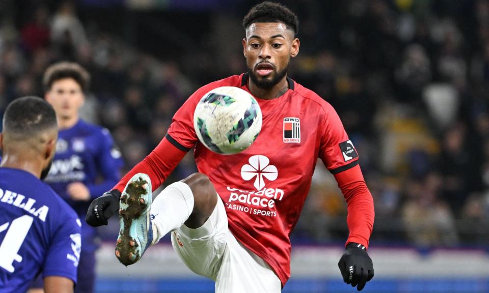 <span>Jeff Reine-Adélaïde in action for Molenbeek against Anderlecht in November 2023.</span><span>Photograph: Sipa US/Alamy</span>