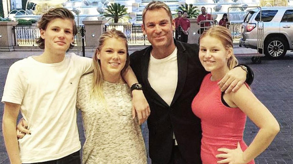 Seen here, the late Aussie cricket great Shane Warne with his three children in Las Vegas.