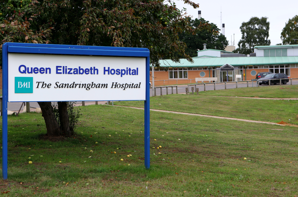 The royal visited the Queen Elizabeth Hospital in King’s Lynn. Photo: Getty