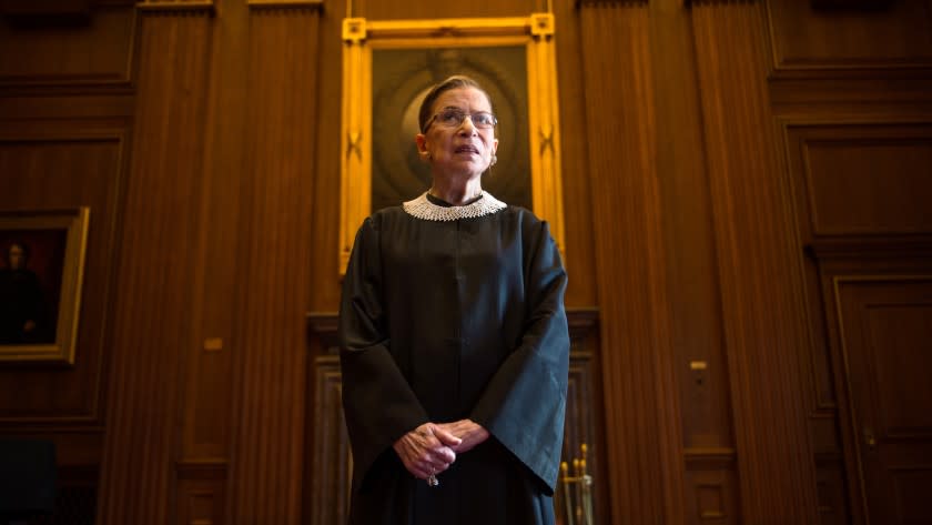 WASHINGTON, DC - AUGUST 30: Supreme Court Justice Ruth Bader Ginsburg, celebrating her 20th anniversary on the bench, is photographed in the East conference room at the U.S. Supreme Court in Washington, D.C., on Friday, August 30, 2013. (Photo by Nikki Kahn/The Washington Post via Getty Images)