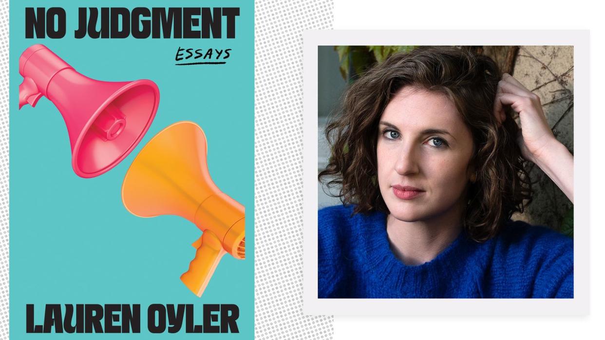 the cover of no judgment by lauren oyler alongside a headshot of the author