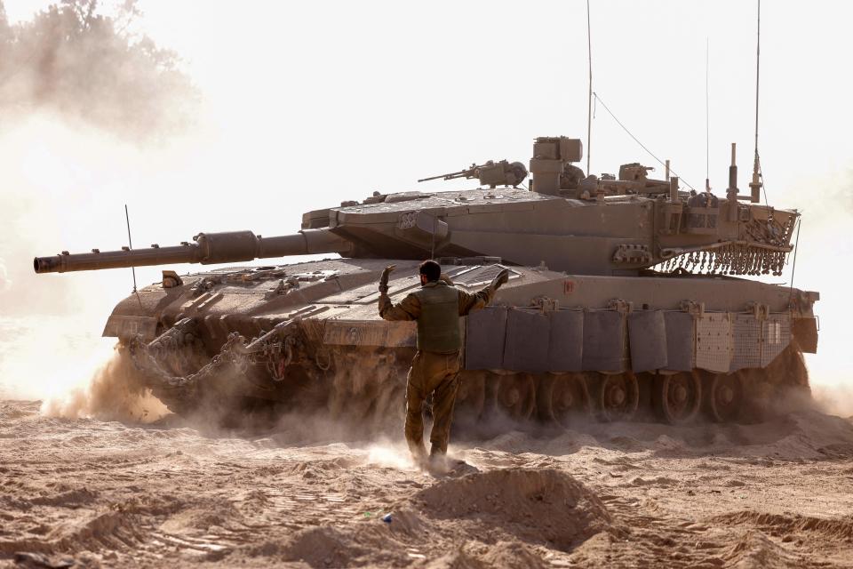 Israeli forces are deployed on the border with Gaza in southern Israel on Nov. 5, 2023.