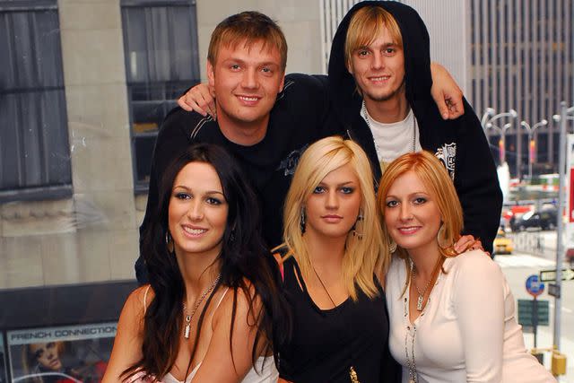 <p>Kristy Leibowitz/Getty</p> (Top R-L) Singer Aaron Carter and Nick Carter, (Bottom R-L ) Bobbie Jean Carter, Leslie Carter and Angel Carter on September 29, 2006 in New York City.