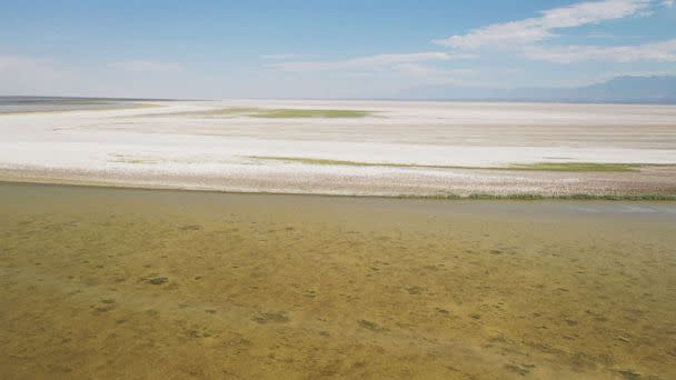 PHOTO: The Great Salt Lake is now just a third of its usual size due to drought and rising temperatures. (ABC News)