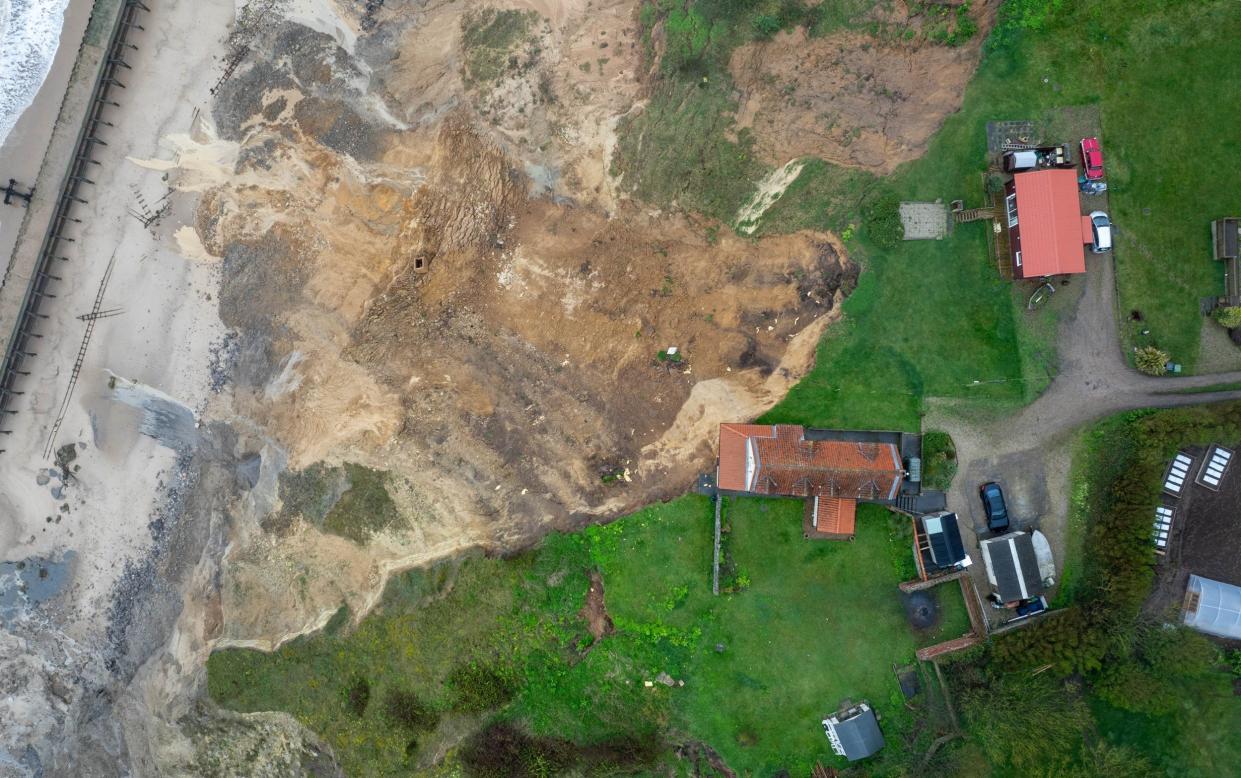 Recent heavy rainfall has increased erosion in the soft cliffs at Trimingham, north Norfolk
