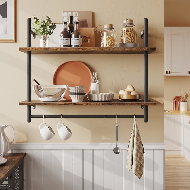 Bestier Pipe Shelf Industrial Floating Shelving Unit