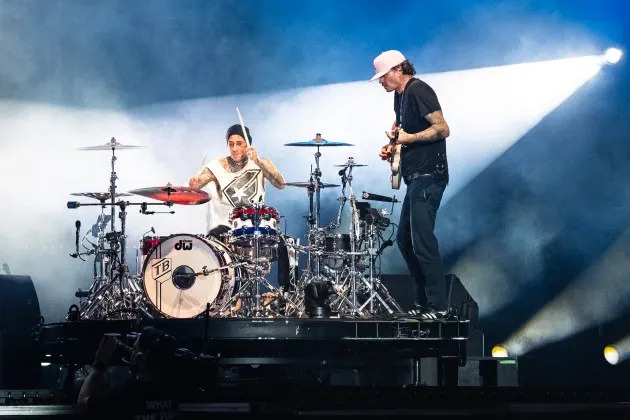 Travis Barker and Tom DeLonge of Blink-182 perform during 2024 Lollapalooza.  - Credit: Erika Goldring/WireImage