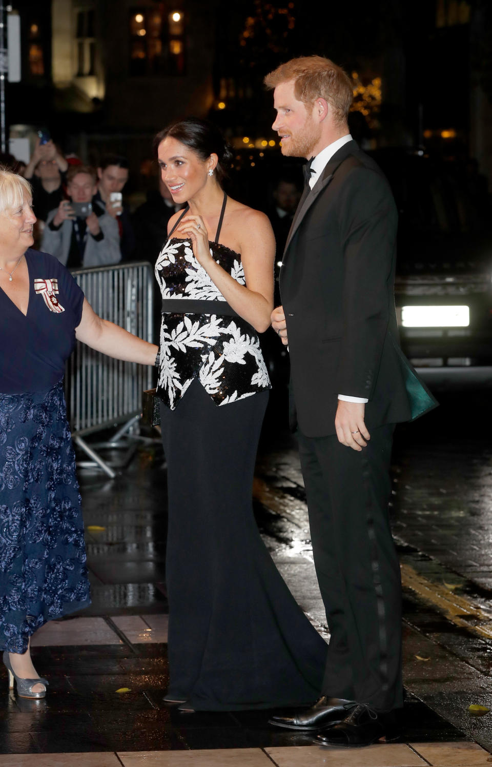 Prince Harry oozed James Bond vibes as he arrived with his wife. Source: Getty