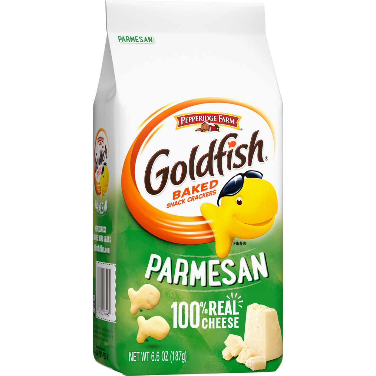 Parmesan Goldfish have a big bite of real Parmesan, but it's mostly at the tail-end. (Campbell's)