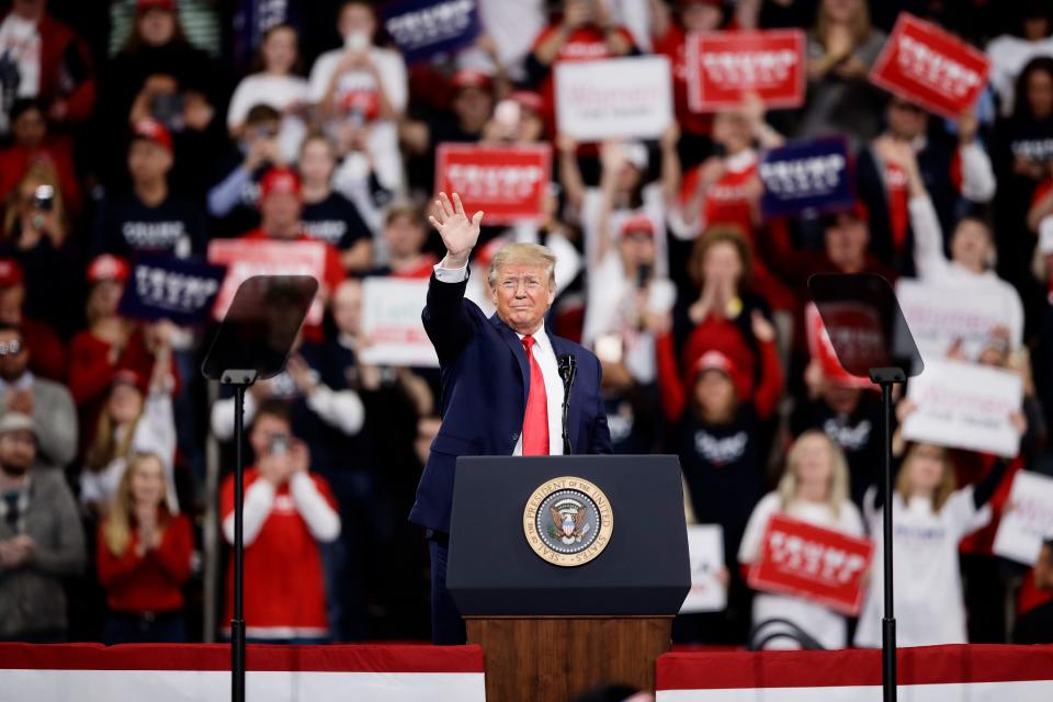 President Donald Trump campaigns  in Hershey, Pennsylvania, on Dec. 10, 2019.