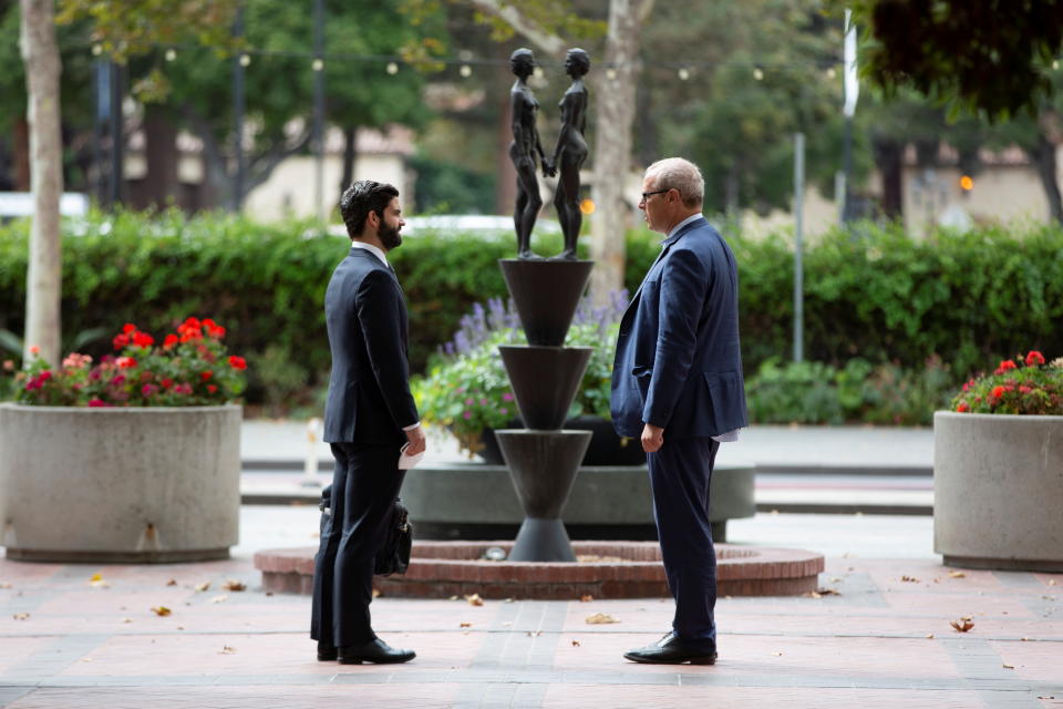 Theranos lab director Adam Rosendorff stands outside of the Robert F. Peckham U.S. Courthouse after speaking on the stand during the Theranos trial, in San Jose, California, U.S., October 6, 2021.  REUTERS/Brittany Hosea-Small