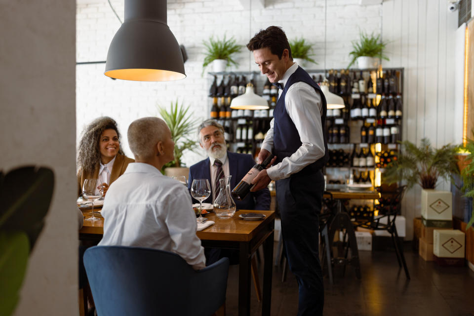 Business people having meeting at Luxury Business Dining restaurant