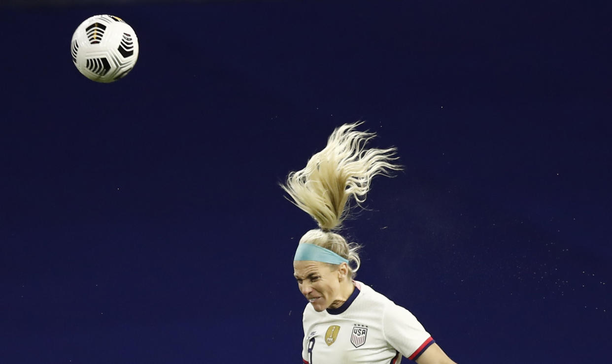 Soccer Football - Women's International Friendly - France v USA - Stade Oceane, Le Havre, France - April 13, 2021 Julie Ertz of the U.S. in action REUTERS/Benoit Tessier