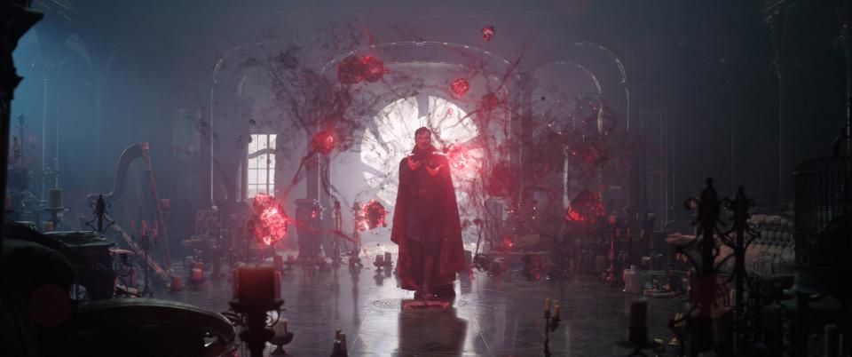 Stephen Strange (Benedict Cumberbatch) is surrounded by darkness and magic in "Doctor Strange in the Multiverse of Madness."