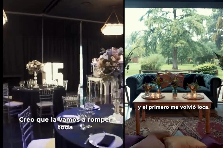 Los detalles del interior del salón de la fiesta