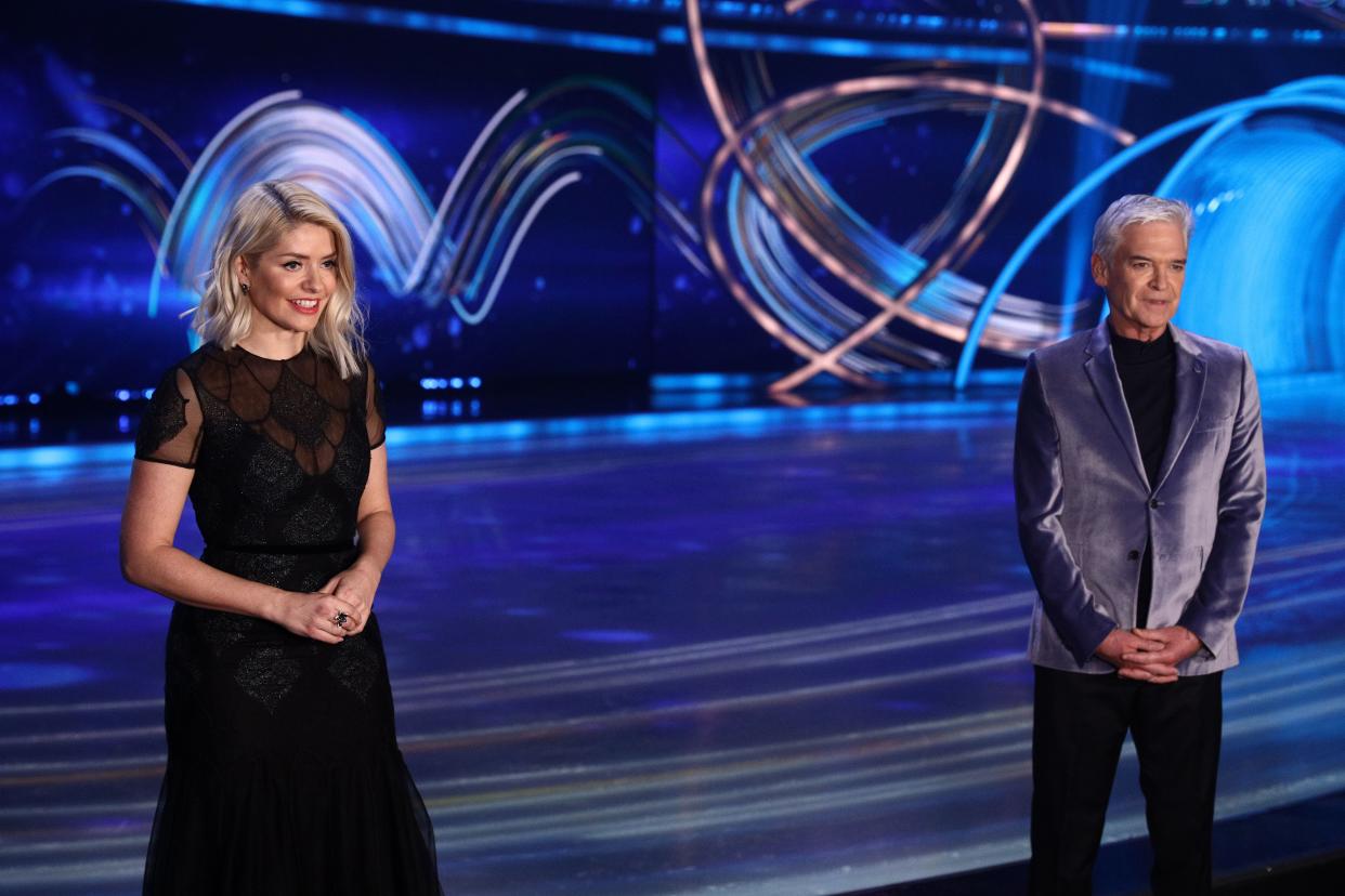 Editorial use only  Mandatory Credit: Photo by Matt Frost/ITV/Shutterstock (11736470fw)  Phillip Schofield and Holly Willoughby  'Dancing On Ice' TV show, Series 13, Episode 3, Hertfordshire, UK - 31 Jan 2021