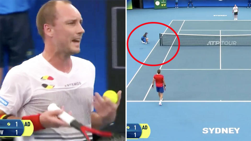 Steve Darcis, pictured here blowing up at the umpire at the ATP Cup.