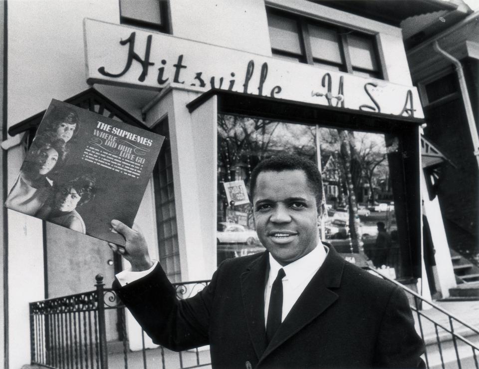 Berry Gordy Jr. outside the Hitsville USA on West Grand Blvd in Detroit.