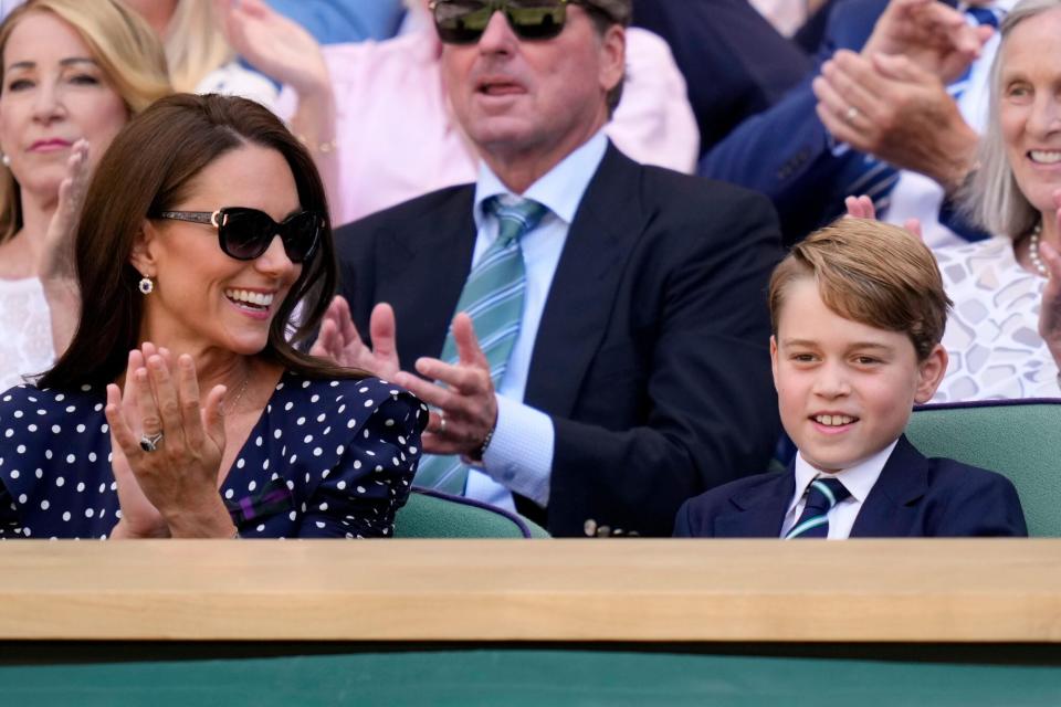 Mandatory Credit: Photo by Dave Shopland/Shutterstock (13018058ad) Catherine Duchess of Cambridge and Prince George in the Royal Box on Centre Court Wimbledon Tennis Championships, Day 14, The All England Lawn Tennis and Croquet Club, London, UK - 10 Jul 2022