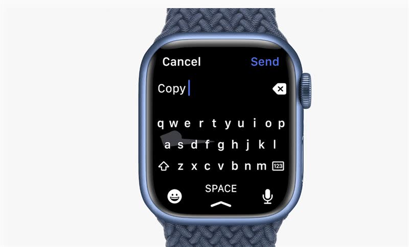  Apple Watch Series 7 邊框變窄螢幕視覺效果更好。（圖／翻攝自蘋果發表會）