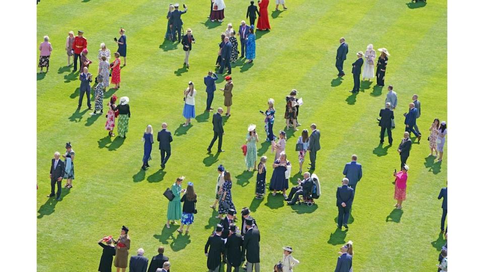 birds eye view of guests at a Royal Garden Party at Buckingham Palace