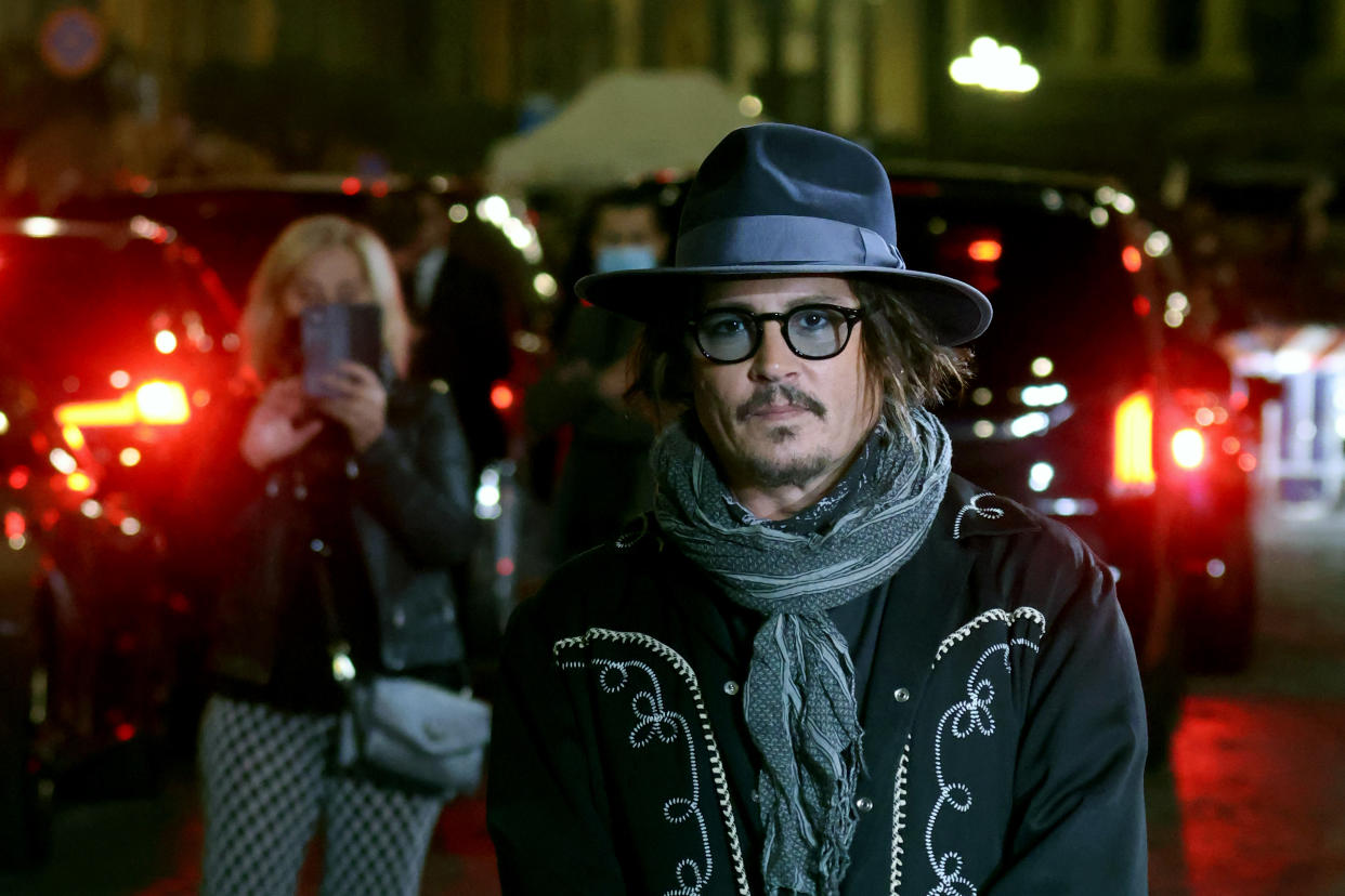 Johnny Depp attends the red carpet ahead of the Johnny Depp masterclass during the 19th Alice Nella Città 2021 at Auditorium della Conciliazione on October 17, 2021 in Rome, Italy. (Photo by Franco Origlia/Getty Images)