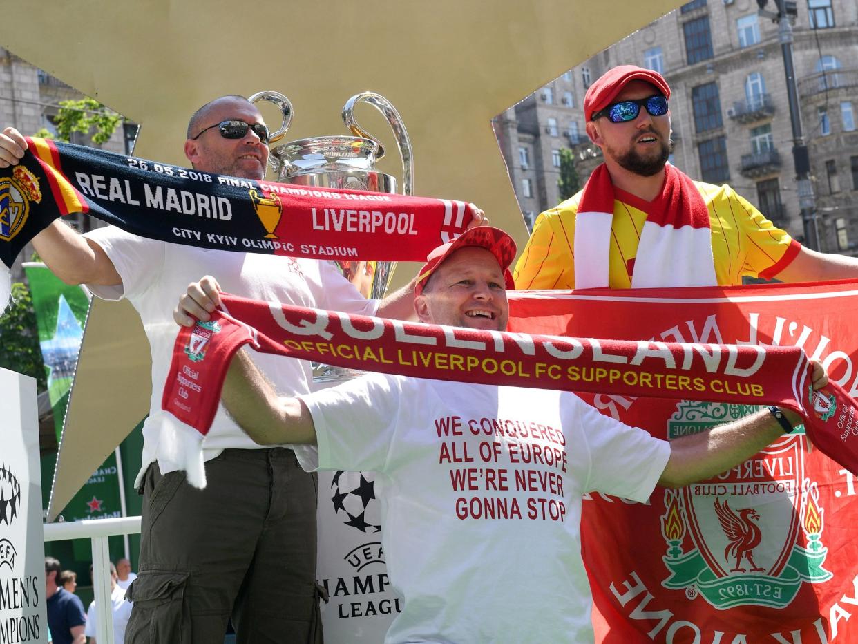 Liverpool fans started to arrive in the Ukraine capital on Thursday ahead of the final: AFP