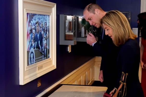 PHOTO: Britain's Prince William, Prince of Wales, and U.S. Ambassador to Australia Caroline Kennedy, daughter of late U.S. President Kennedy, tour a space exhibit the John F. Kennedy Presidential Library, in Boston, Dec. 2, 2022. (Pool/Reuters)