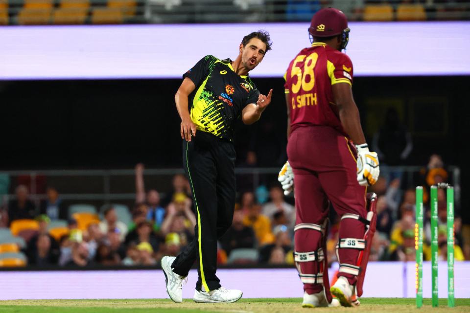 Mitchell Starc, pictured here in action for Australia in the second T20 against West Indies.