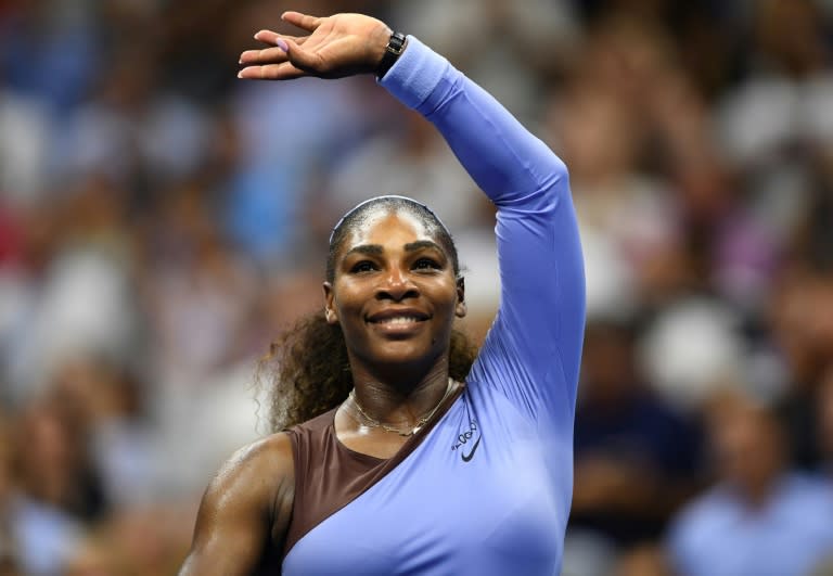 One year on: Serena Williams acknowledges the crowd after her US Open semi-final victory over Anastasija Sevastova