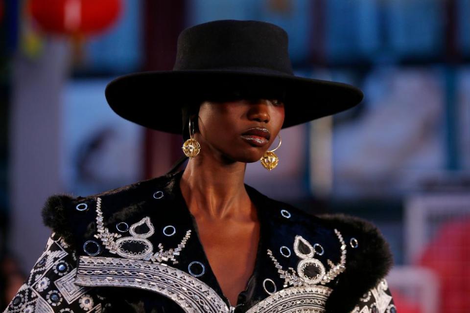 A model showcases Mary Ma designs during the Modest Fashion Runway at Melbourne Fashion Week in 2019.