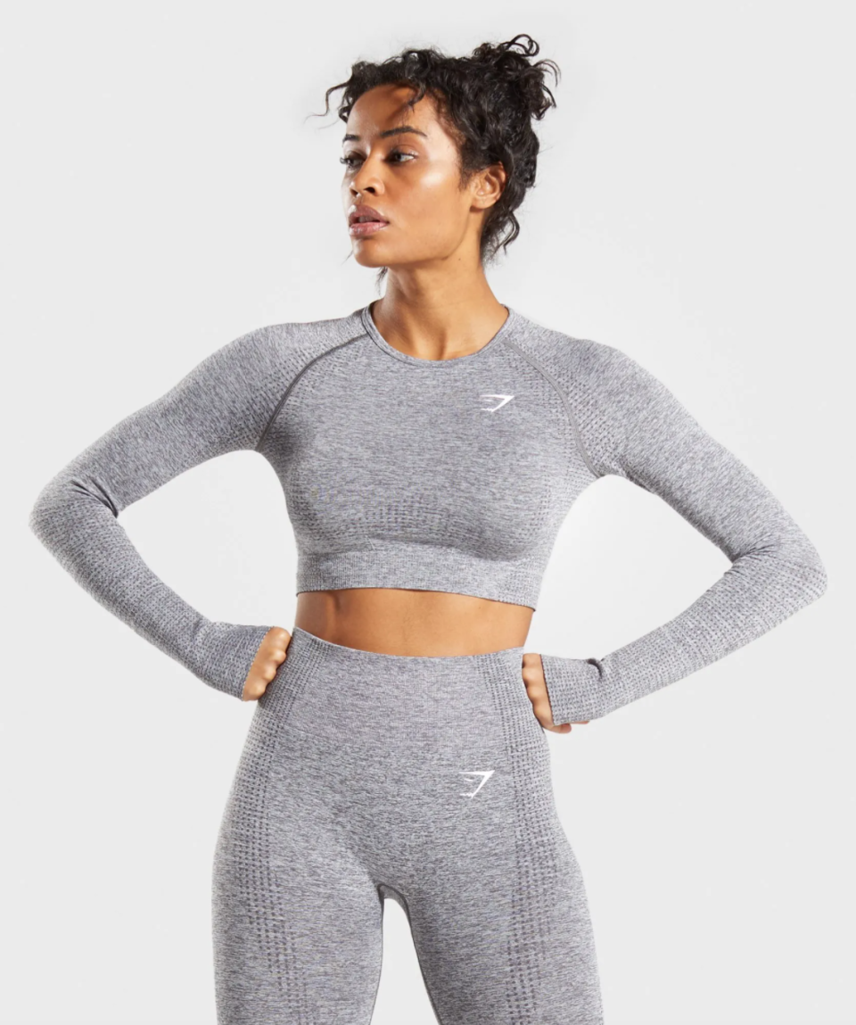 Vital Seamless Long Sleeve Crop Top. Image via Gymshark.