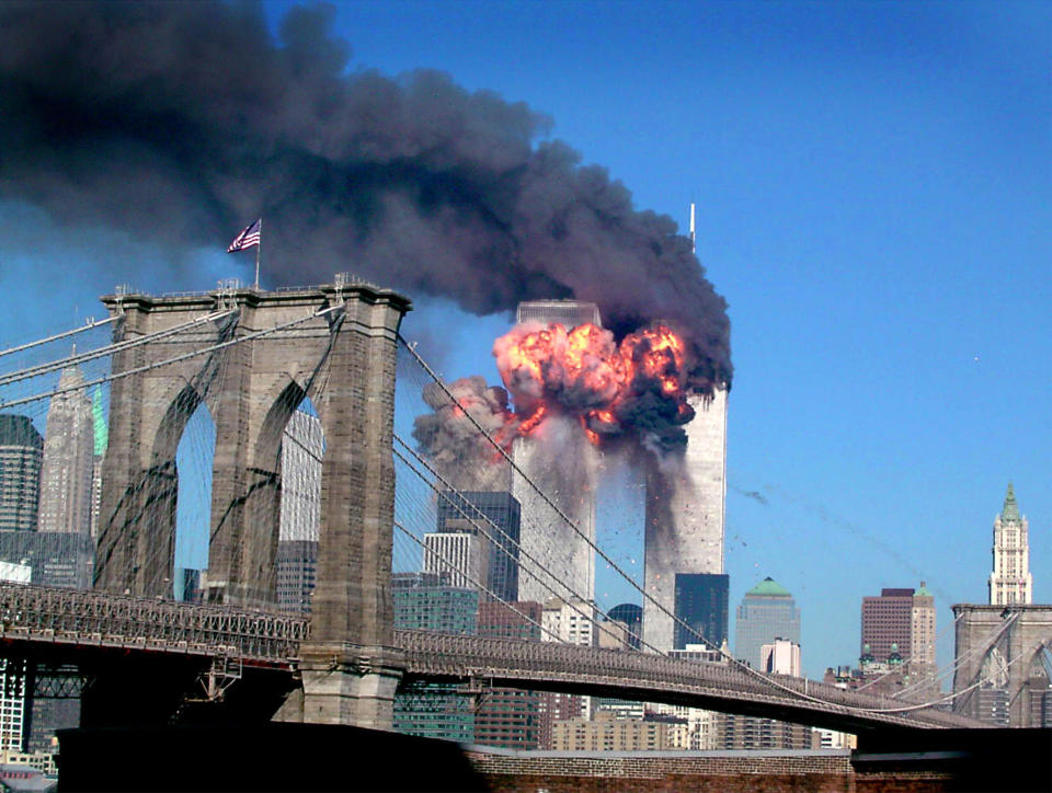 The World Trade Center burns after being hit by a plane in New York, September 11, 2001. (Reuters)