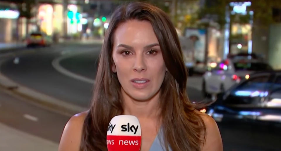 Sky News Australia anchor Laura Jayes reporting live at Bondi Westfield. 