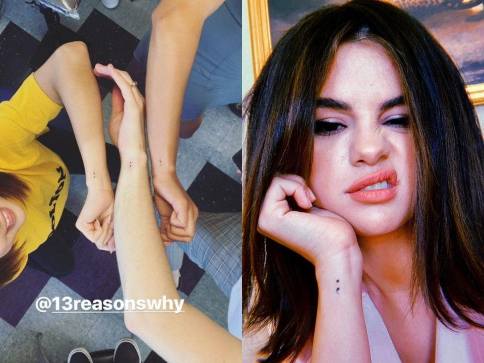 selena gomez semicolon tattoos