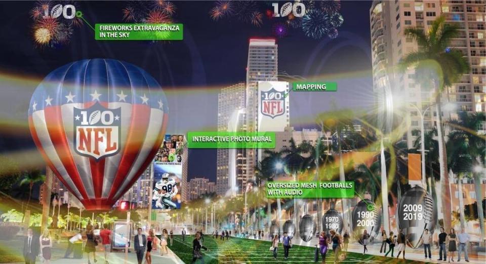 Said Rodney Barreto, the chairman of the South Florida 2020 Super Bowl Host Committee: ‘We’re going to use the waterfront. We’re going to have concerts. We’ll try to build a temporary marina to bring big boats in.’