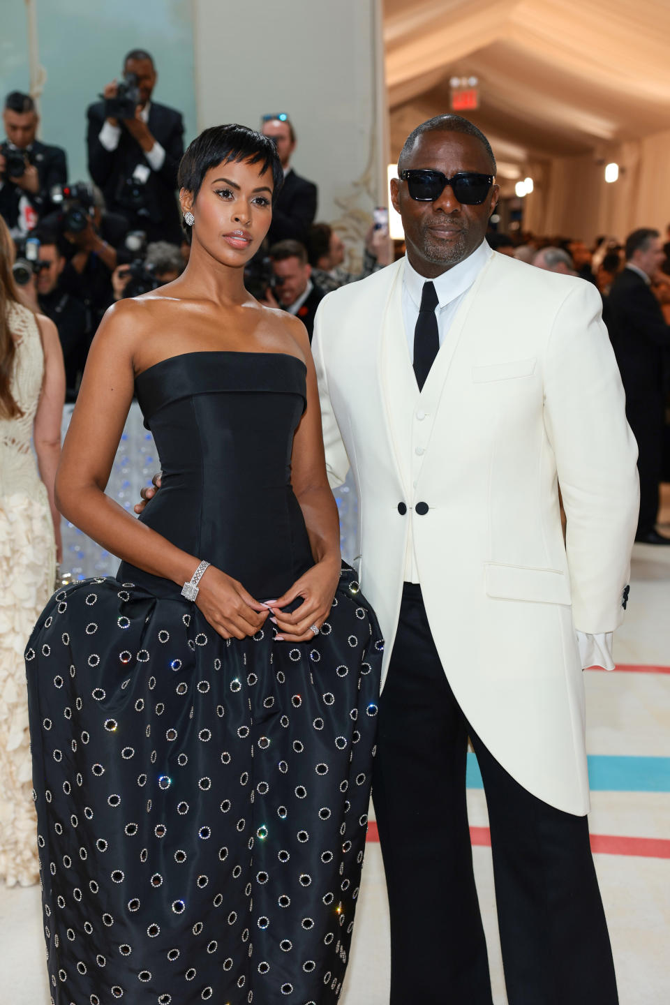 Sabrina Dhowre Elba and Idris Elba attend The 2023 Met Gala Celebrating “Karl Lagerfeld: A Line Of Beauty” at The Metropolitan Museum of Art on May 01, 2023 in New York City.