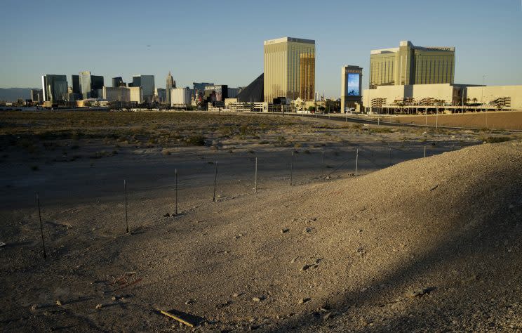 This land is where the Raiders' Las Vegas stadium will be built, not far from the Las Vegas Strip. (AP)