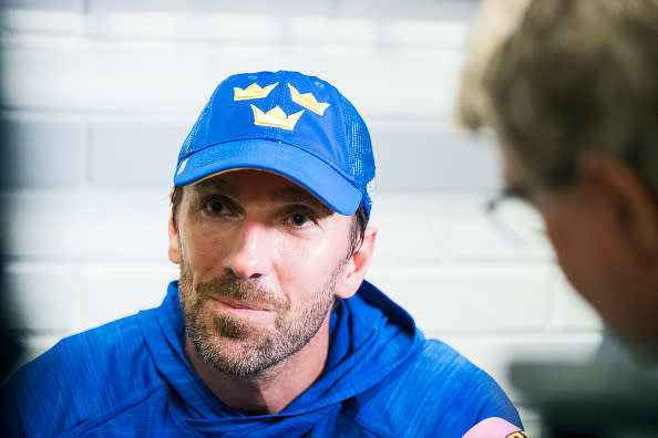 GOTHENBURG, SWEDEN - SEPTEMBER 09: Henrik Lundqvist of Sweden during Team Sweden ice practice ahead of the match between Sweden and Finland, september 9th, 2016 at Scandinavium, Gothenburg, Sweden. (Photo by Nils Petter Nilsson/Ombrello/Getty Images)