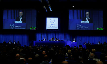 Head of Iran's Atomic Energy Organization Ali-Akbar Salehi attends the opening of the International Atomic Energy Agency (IAEA) General Conference at their headquarters in Vienna, Austria September 18, 2017. REUTERS/Leonhard Foeger