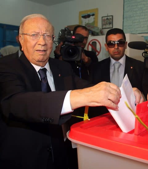Essebsi casts his vote in the 2011 election - Credit: EPA/STR