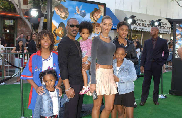 <p>Actor Eddie Murphy and his wife Nicole arrive with their children at the premiere of "<a href="https://parade.com/1208490/walterscott/shrek-trivia/" rel="nofollow noopener" target="_blank" data-ylk="slk:Shrek;elm:context_link;itc:0;sec:content-canvas" class="link ">Shrek</a> 2."</p>