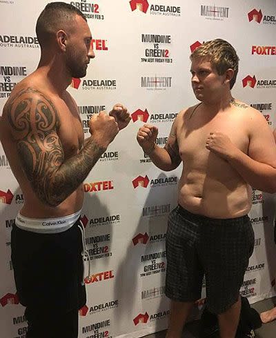 Cooper and McInnes at the weigh in. Source: Facebook