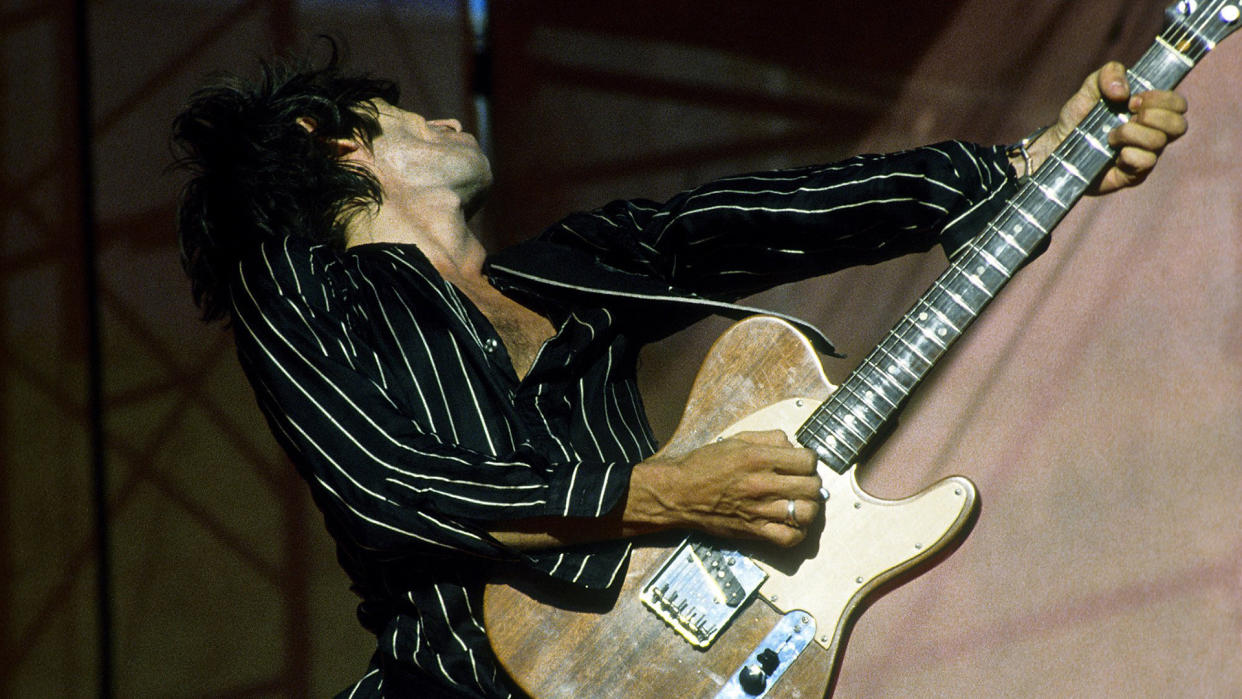  Keith Richards using his Some Girls Telecaster  onstage in 1978. 